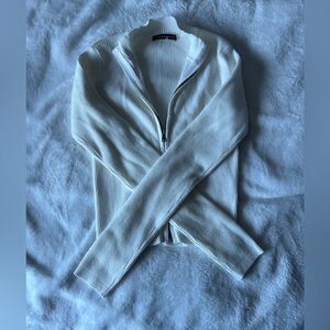 Brandy Melville White Zip Up